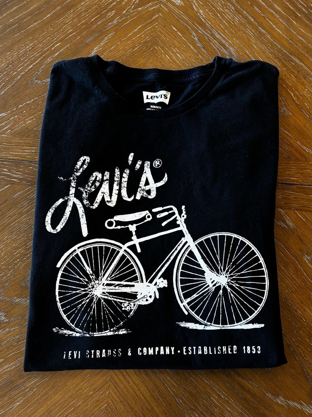 Women’s Levi's Black Tee with White Bicycle Graphic